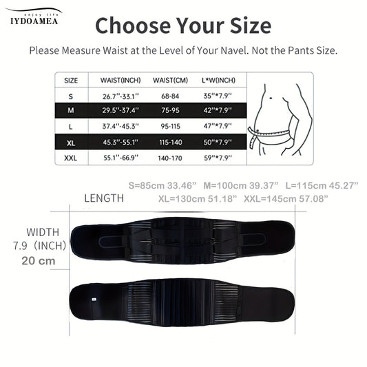 Lumbar Support Belt with 6 Stays & 16-Hole Mesh – Breathable Back Brace for Men Women, Anti-Skid Waist Support for Work, Sciatica & Lower Back Pain Relief