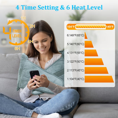 Electric Heating Belt for Back Pain Relief – 12x24 Inch Heated Waist Wrap with 6 Heating Levels, 4 Timer Settings & 6-Hour Auto Shutoff, Adjustable Fit for Men and Women