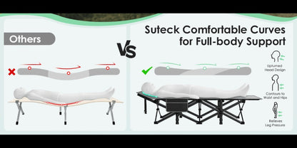Folding Camping Cot Bed for Adults – Heavy Duty Double Layer Oxford Portable Camp Cot with Soft Pad & Carry Bag for Camping, Beach, Travel & Napping, 450/550/650 LBS Capacity Options
