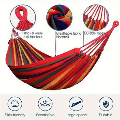 Camping Hammock Single Person Colorful Fabric Anti-Roll Design 330 lbs Capacity with Tree-Friendly Straps Portable Carrying Bag Outdoor Indoor Backyard Lounging
