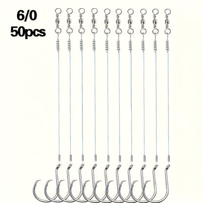Circle Hooks 50pcs – Octopus Offset Steel Fishing Hooks for Catfish, Bass, Saltwater & Freshwater, Size 1/0 to 7/0
