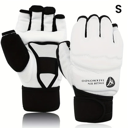 Taekwondo Sparring Gear Set Half Finger Gloves Hand & Foot Protectors with Wrist Wraps & Ankle Support for Boxing Kickboxing Men Women