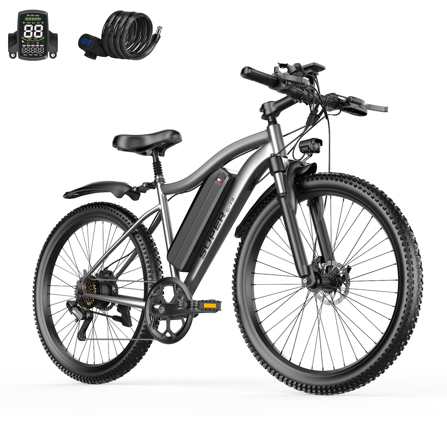 Adult Electric Mountain Bike G73 500W-740W Motor 48V 13Ah Detachable Battery 20MPH 45-Mile Range Front Fork Suspension for Trail Commuting
