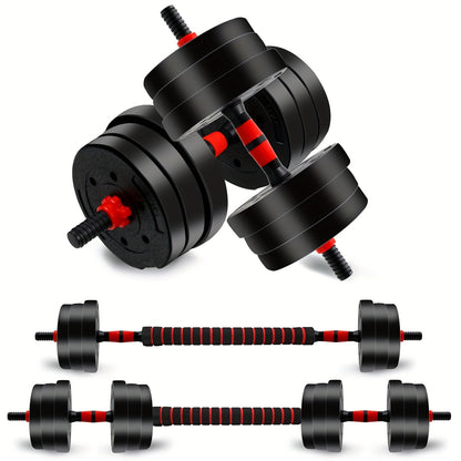 Adjustable Dumbbell Set 44lb | Men Women Free Weight Barbell with Thick Connecting Bumper Plates | Home Gym Strength Training Equipment Combo for Fitness Workout Black