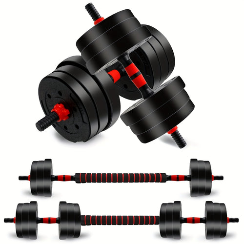 Adjustable Dumbbell Set 44lb | Men Women Free Weight Barbell with Thick Connecting Bumper Plates | Home Gym Strength Training Equipment Combo for Fitness Workout Black