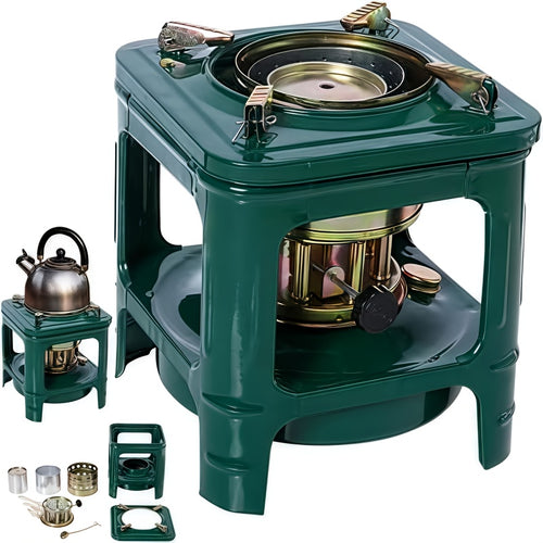 Portable Kerosene Paraffin Camping Stove Outdoor Heater Adjustable Flame Lightweight Military Green Stove for Camping Picnic Barbecue Backpacking Survival Emergency