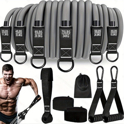 300lb Resistance Band Set – 6 Levels 25-75lb, Handles, Door Anchor & Ankle Straps – Heavy Duty Home Gym Kit for Full Body Strength Training, Muscle Building & Toning