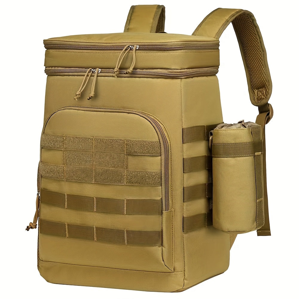 Insulated Backpack Cooler 45-55 Can 11.36 Gallon Tactical Lunch Bag with 2 Insulated Sections Leakproof for Hunting Fishing Picnic Beach Work Travel Black Khaki