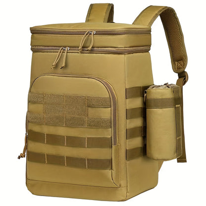 Insulated Backpack Cooler 45-55 Can 11.36 Gallon Tactical Lunch Bag with 2 Insulated Sections Leakproof for Hunting Fishing Picnic Beach Work Travel Black Khaki