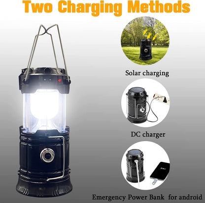 Rechargeable LED Camping Lantern – Solar USB, 3 Modes, 500LM