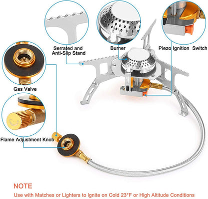 Camping Stove 3700W Ultralight Foldable Windproof Piezo Ignition