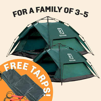 Small and large pop-up camping tents with two included tarps