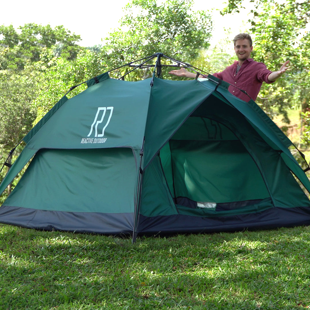 Small and large pop-up camping tents with two included tarps