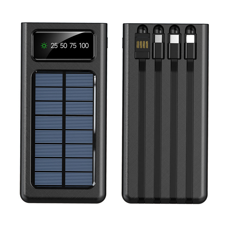 Solar Power Bank 30000mAh – 4 USB Ports, Built-In Cables & SOS Light