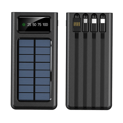 Solar Power Bank 30000mAh – 4 USB Ports, Built-In Cables & SOS Light