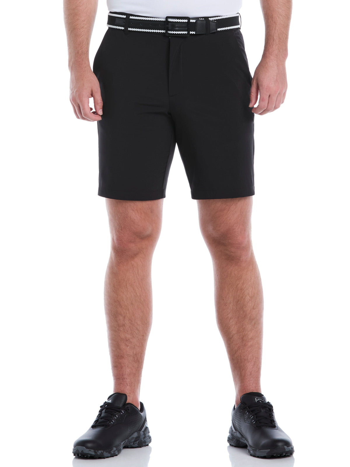 Men's Flat Front Stretch Golf Shorts with a 9-Inch Inseam and Flexible Waistband for Comfortable Rounds
