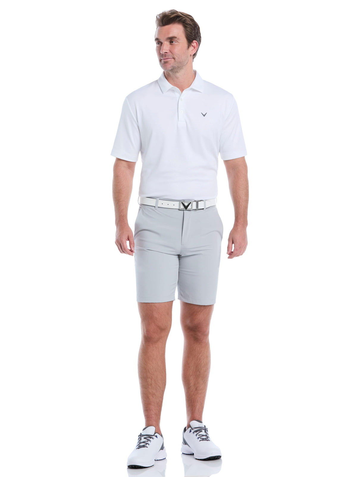 Men's Flat Front Stretch Golf Shorts with a 9-Inch Inseam and Flexible Waistband for Comfortable Rounds