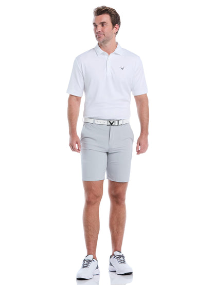 Men's Flat Front Stretch Golf Shorts with a 9-Inch Inseam and Flexible Waistband for Comfortable Rounds