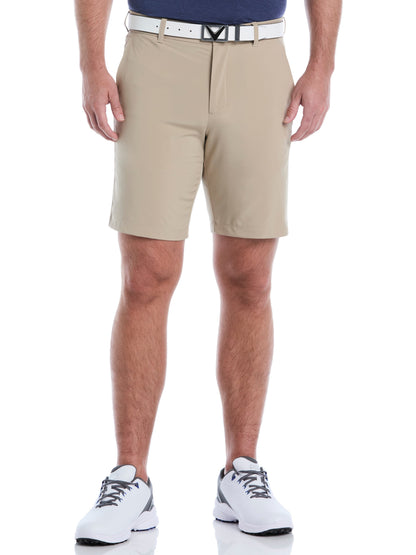 Men's Flat Front Stretch Golf Shorts with a 9-Inch Inseam and Flexible Waistband for Comfortable Rounds