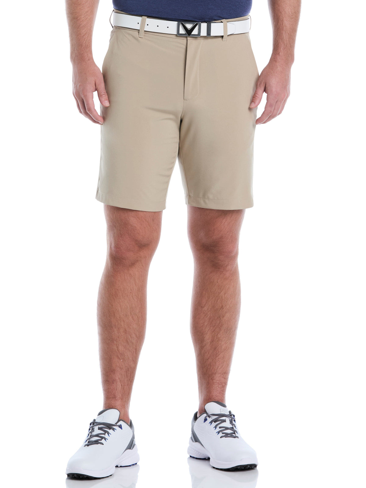 Men's Flat Front Stretch Golf Shorts with a 9-Inch Inseam and Flexible Waistband for Comfortable Rounds
