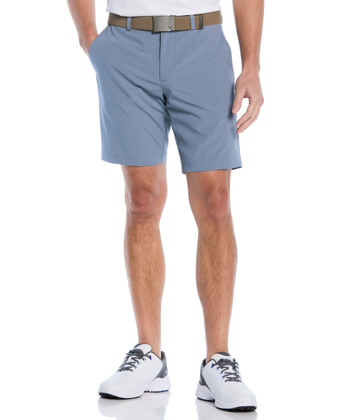 Men's Flat Front Stretch Golf Shorts with a 9-Inch Inseam and Flexible Waistband for Comfortable Rounds