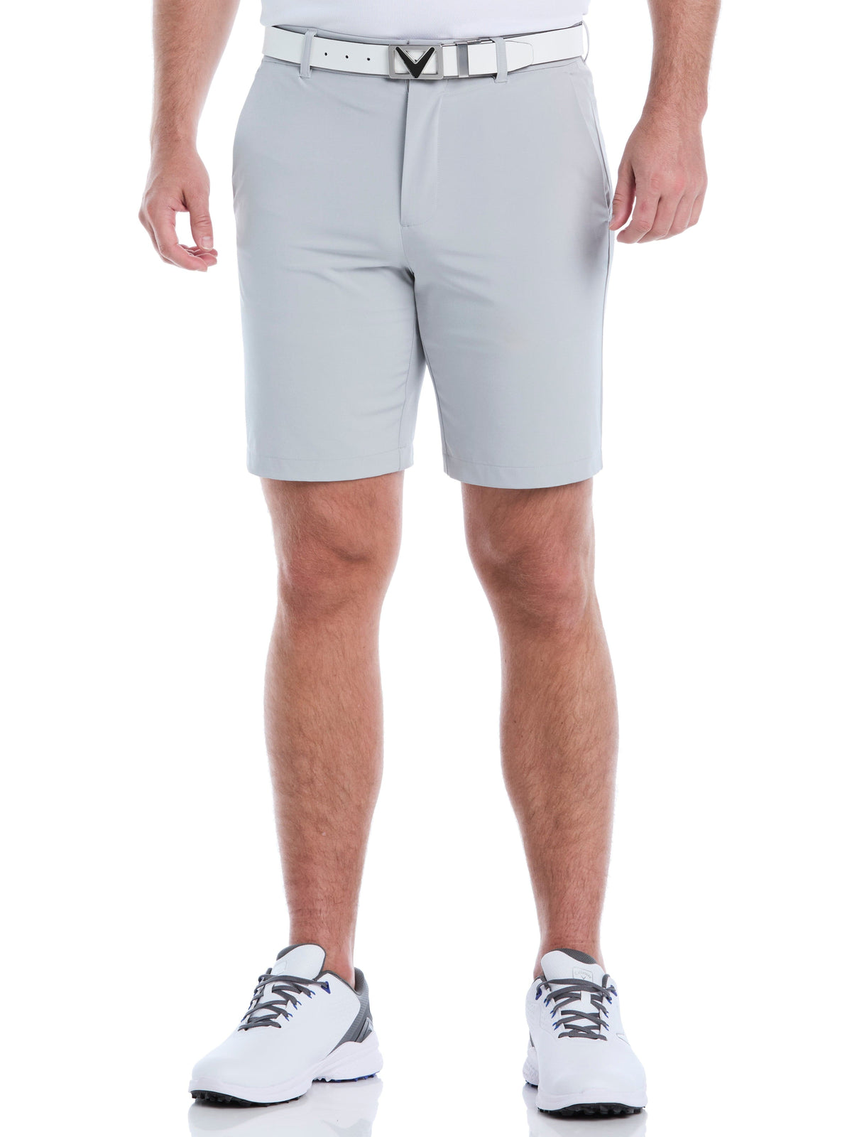 Men's Flat Front Stretch Golf Shorts with a 9-Inch Inseam and Flexible Waistband for Comfortable Rounds