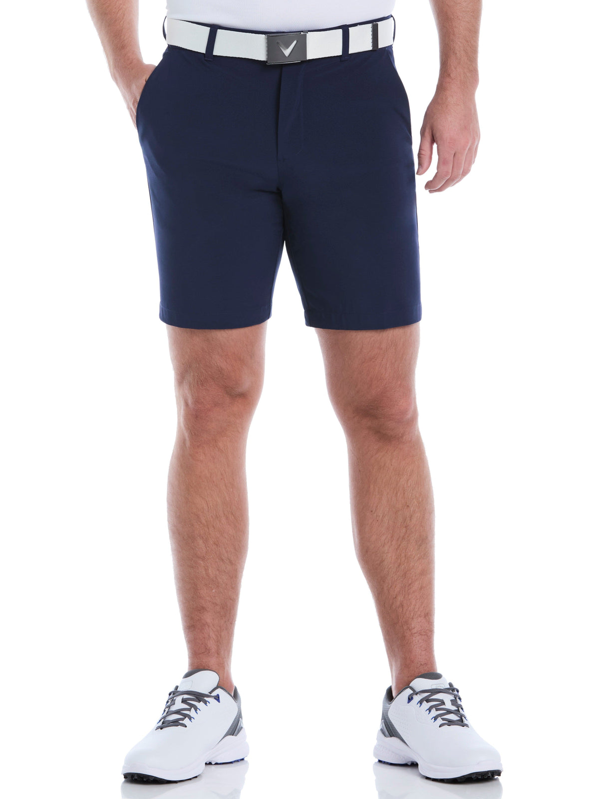 Men's Flat Front Stretch Golf Shorts with a 9-Inch Inseam and Flexible Waistband for Comfortable Rounds