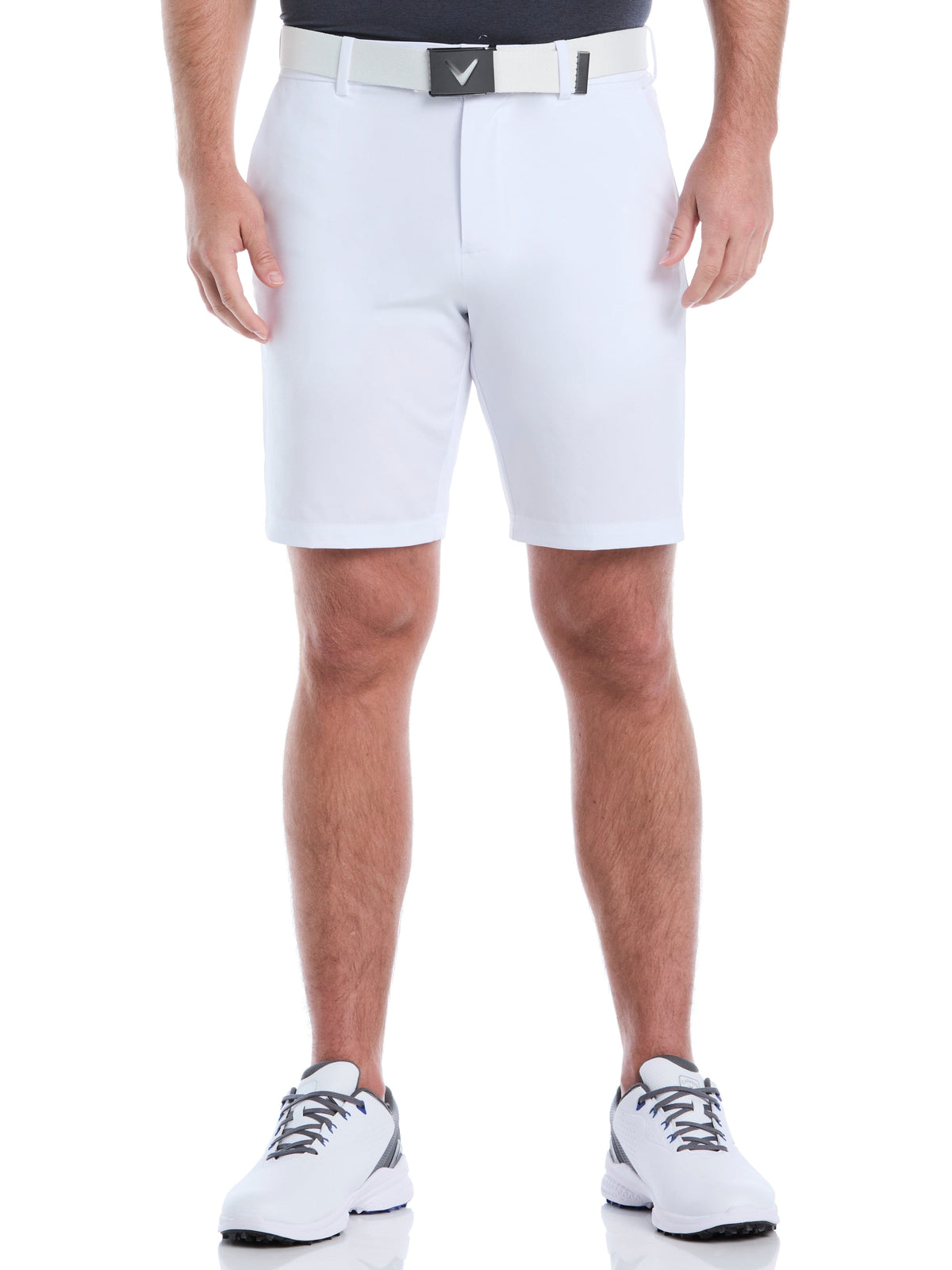 Men's Flat Front Stretch Golf Shorts with a 9-Inch Inseam and Flexible Waistband for Comfortable Rounds