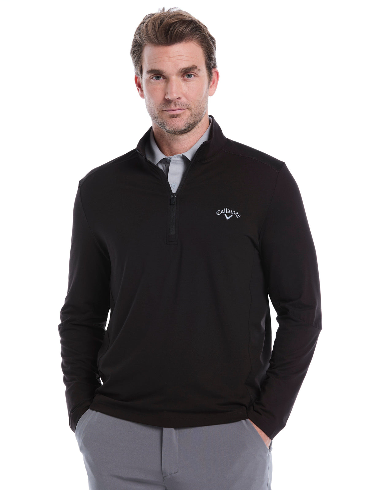 Men's Lightweight Quarter-Zip Golf Pullover for Flexible Swings and Water-Repellent Comfort