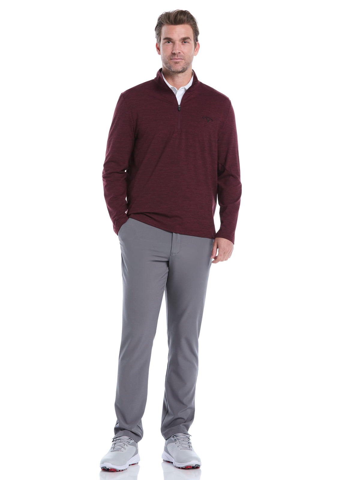 Men's Lightweight Quarter-Zip Golf Pullover for Flexible Swings and Water-Repellent Comfort