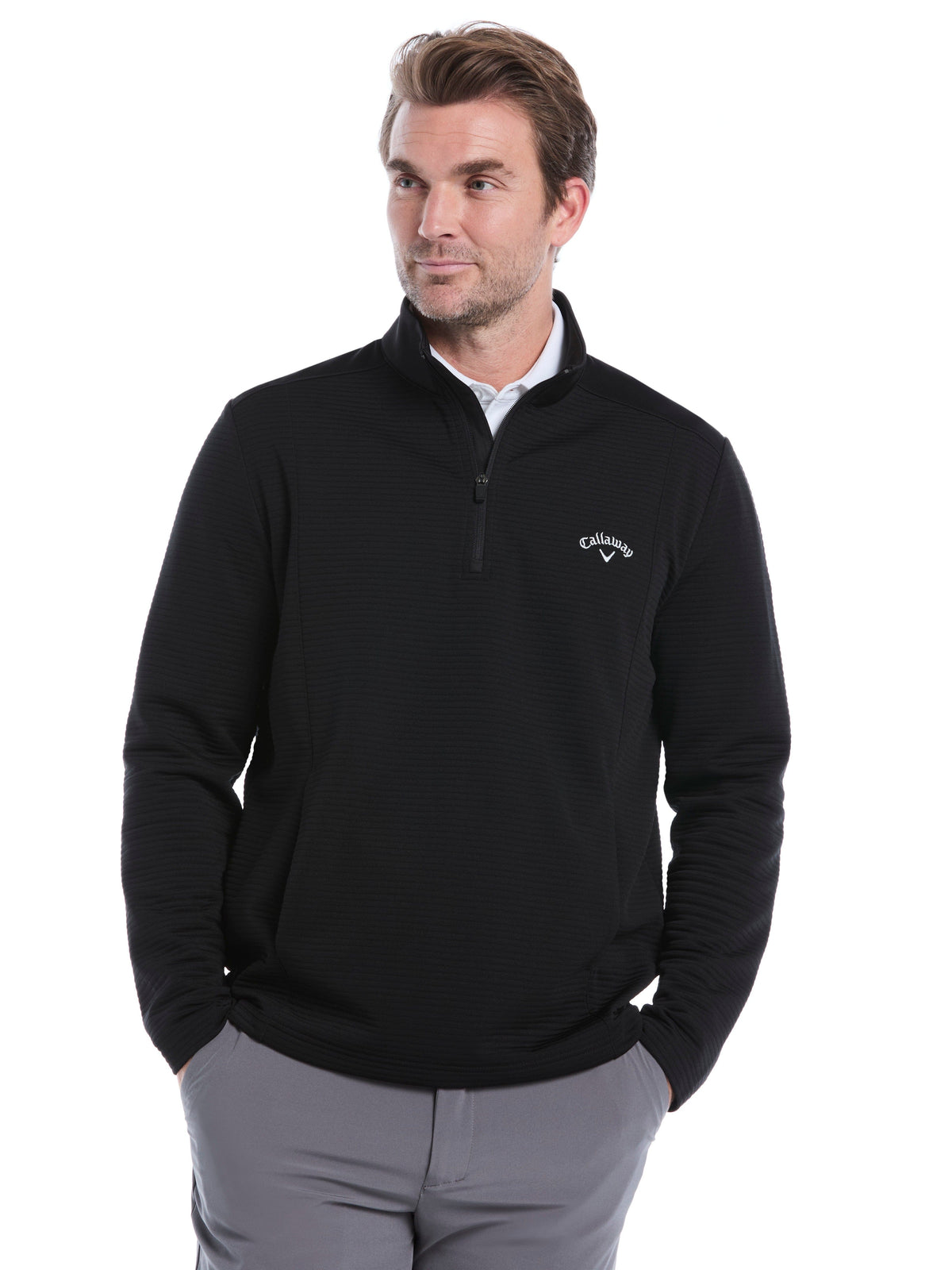 Men's Ottoman Quarter-Zip Golf Base Layer for Moisture-Wicking Comfort and Easy Layering on Cool Days