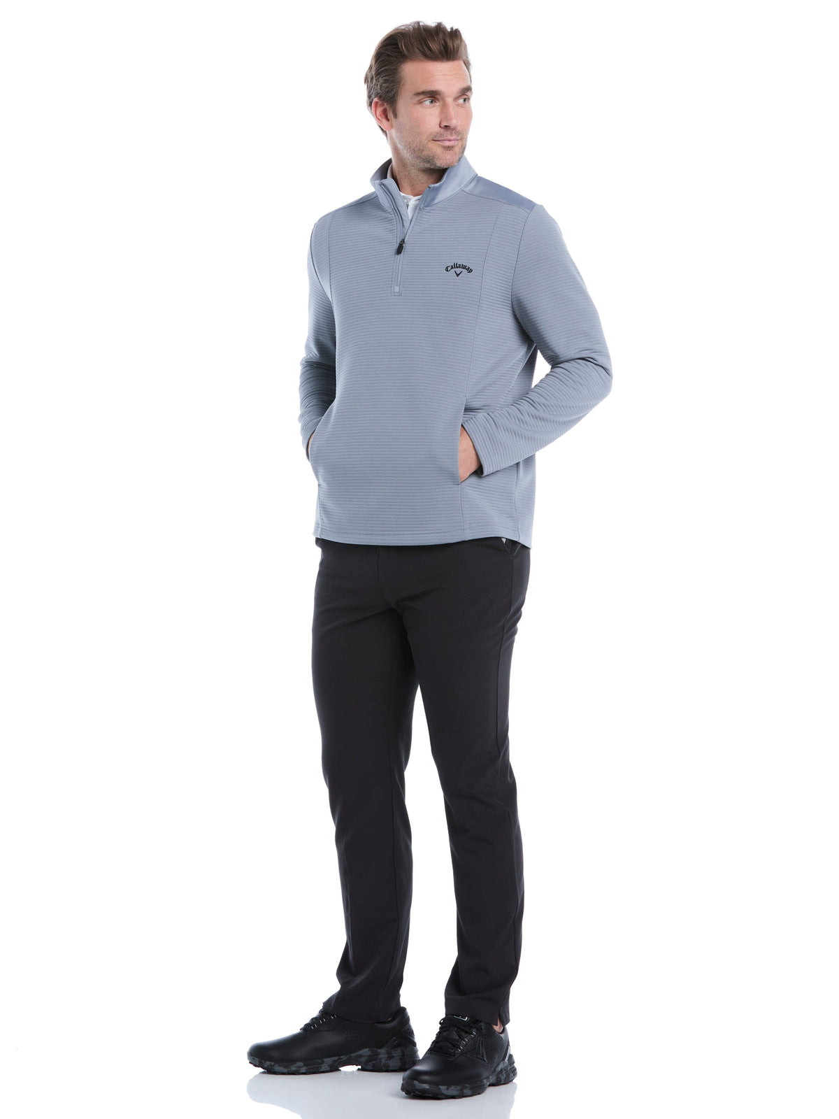 Men's Ottoman Quarter-Zip Golf Base Layer for Moisture-Wicking Comfort and Easy Layering on Cool Days