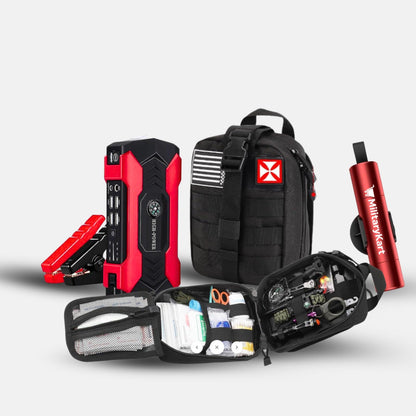 Car Emergency Kit – Jump Starter, IFAK & Escape Tool Bundle