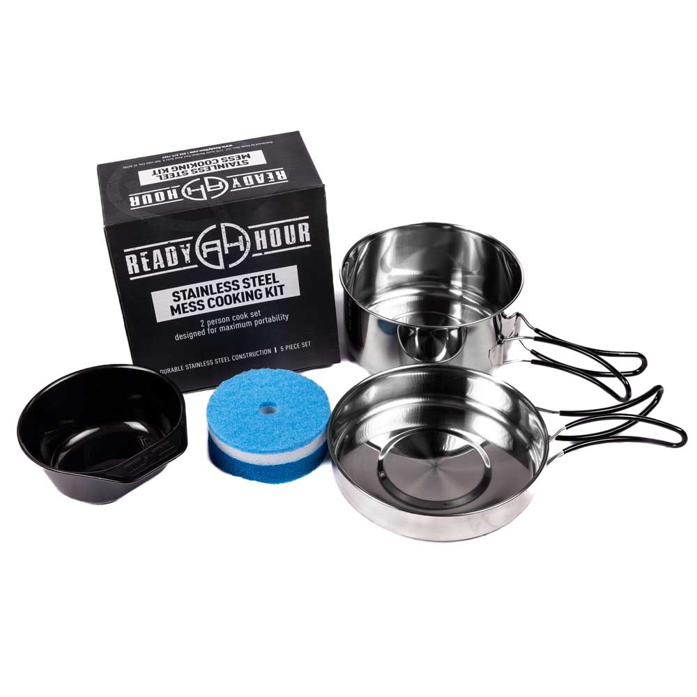 Five-piece camping cookware set original source view 1
