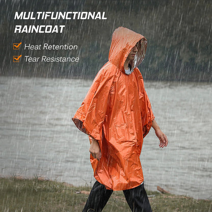 Emergency Thermal Rain Poncho – Waterproof Survival Blanket Poncho