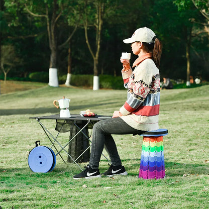 Portable Folding Camping Stool with 12 Height Settings – 400 lbs Capacity