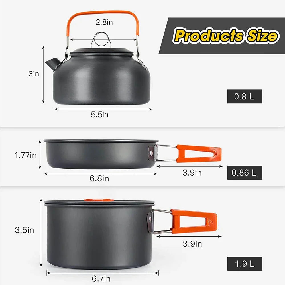 Camping Cookware Set Non-Stick – Lightweight Outdoor Kitchen Kit