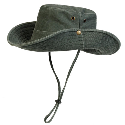 Wide Brim Sun Hat UPF 50+ – Outdoor Hiking & Fishing Hat with Chin Strap for Men & Women
