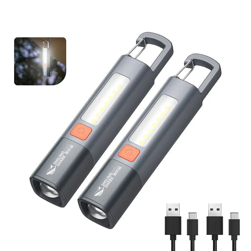 Rechargeable LED Flashlight with Hook – 3 Modes, USB-C