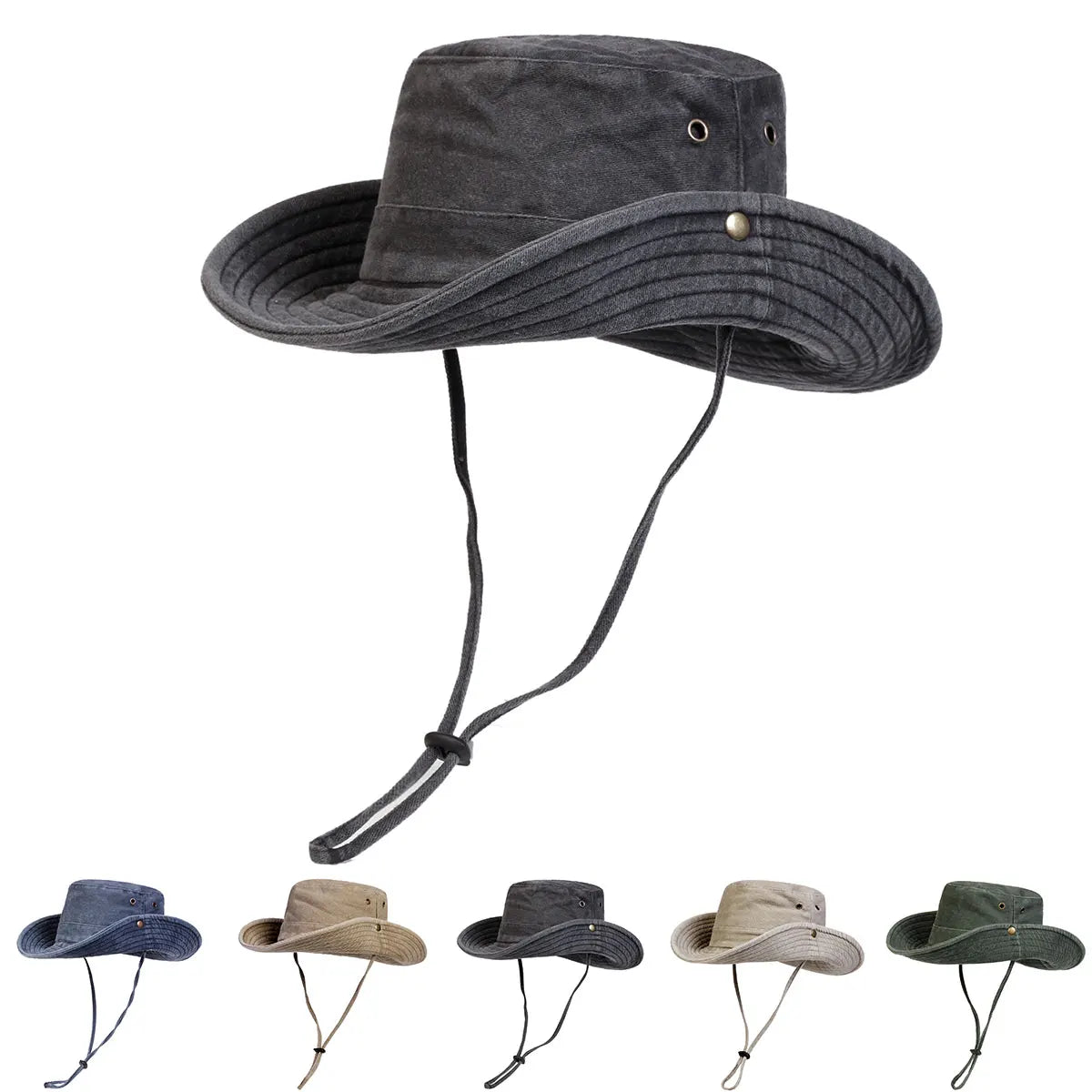 Wide Brim Sun Hat UPF 50+ – Outdoor Hiking & Fishing Hat with Chin Strap for Men & Women