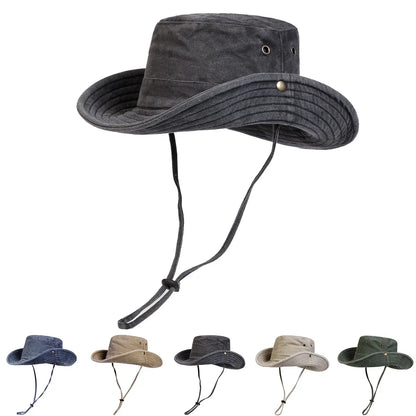 Wide Brim Sun Hat UPF 50+ – Outdoor Hiking & Fishing Hat with Chin Strap for Men & Women