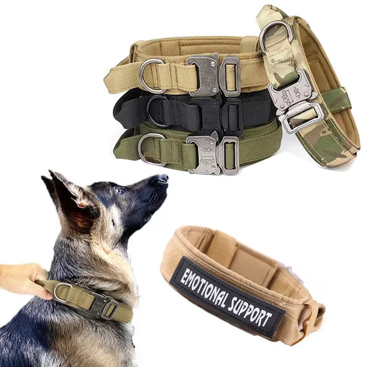 Military Tactical Dog Collar with Handle - Adjustable 1000D Nylon K9