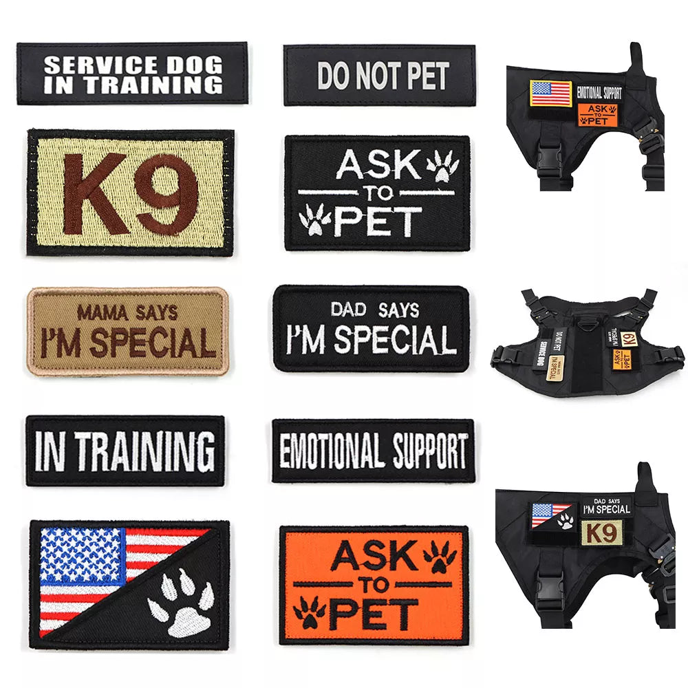 Dog Harness Patches – Service Dog, K9 & ESA, 12 Designs