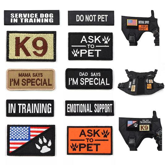 Dog Harness Patches – Service Dog, K9 & ESA, 12 Designs