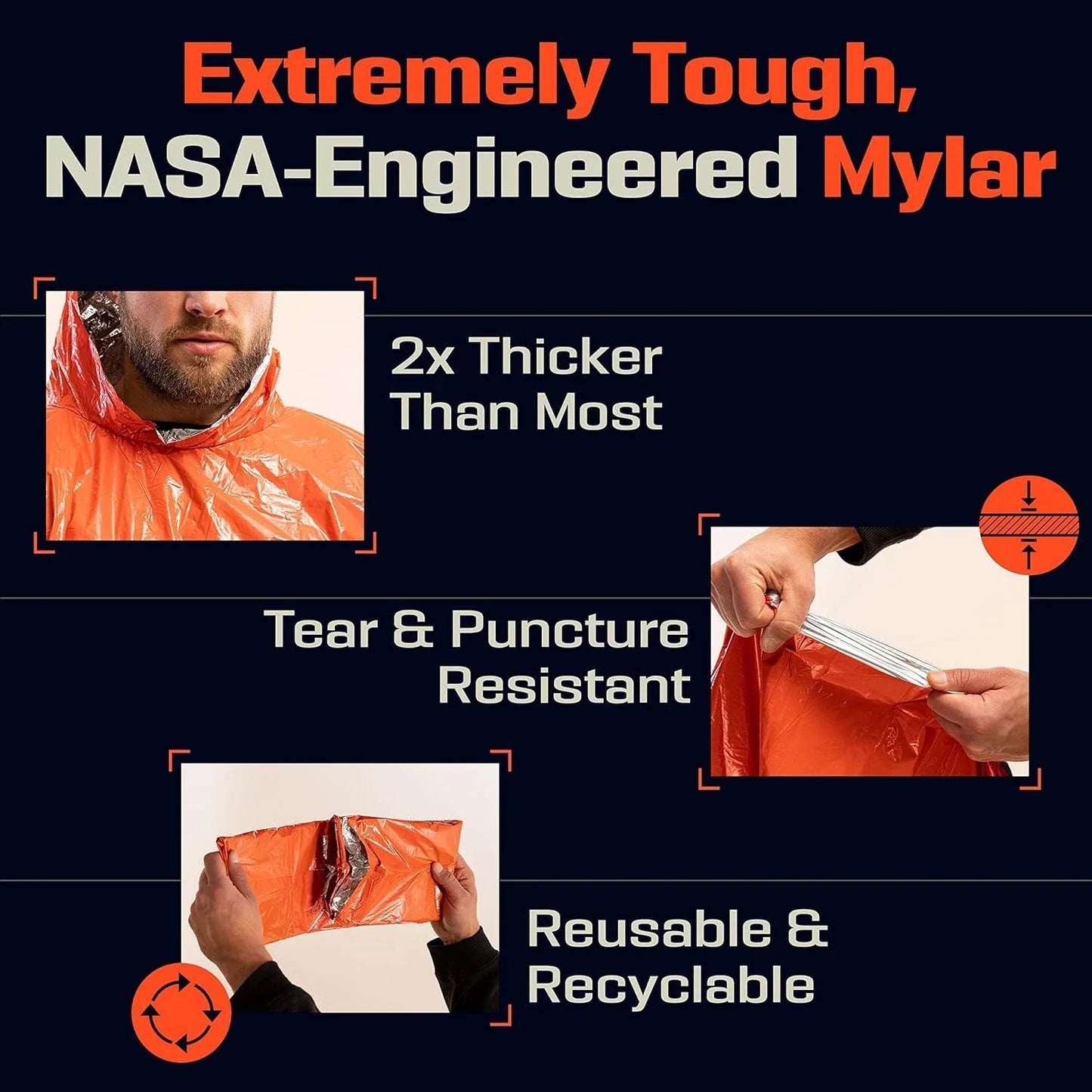 Emergency Thermal Rain Poncho – Waterproof Survival Blanket Poncho