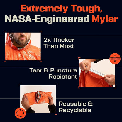 Emergency Thermal Rain Poncho – Waterproof Survival Blanket Poncho