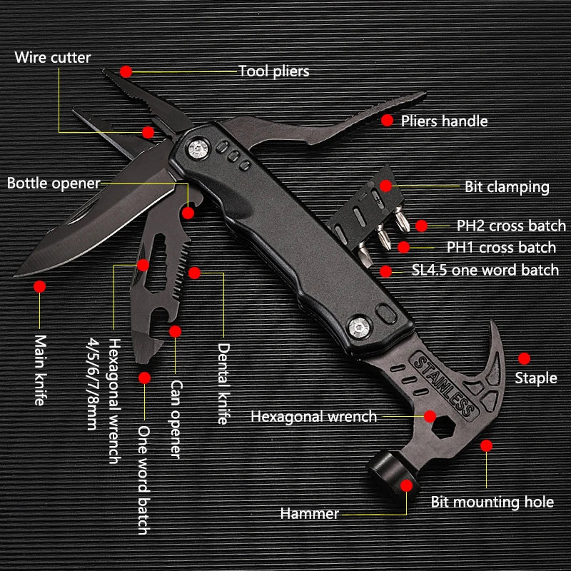 Multitool Pliers with Hammer – 7-in-1 Stainless Steel Survival Tool