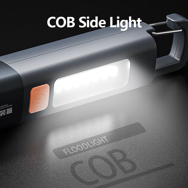 Rechargeable LED Flashlight with Hook – 3 Modes, USB-C
