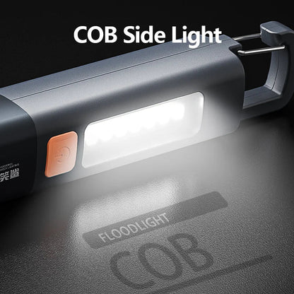 Rechargeable LED Flashlight with Hook – 3 Modes, USB-C