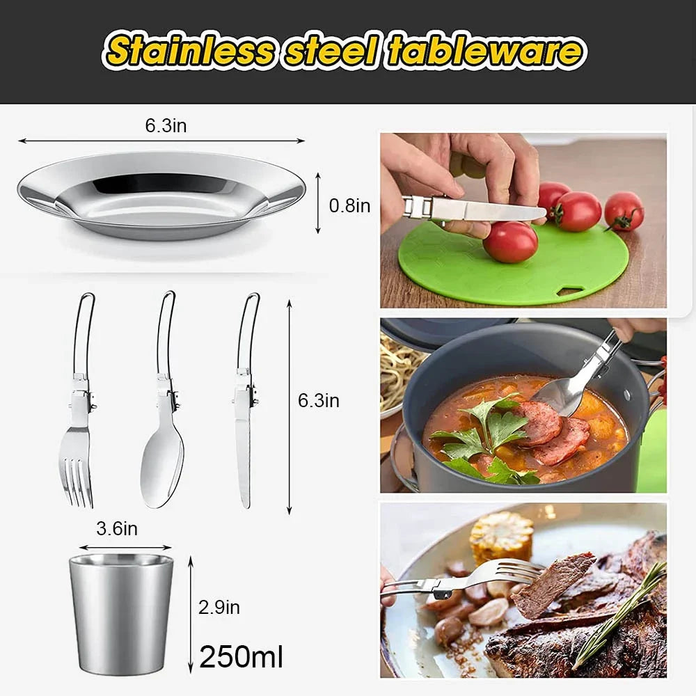 Camping Cookware Set Non-Stick – Lightweight Outdoor Kitchen Kit